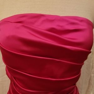 Hot Pink Strapless Mini Cocktail Dress